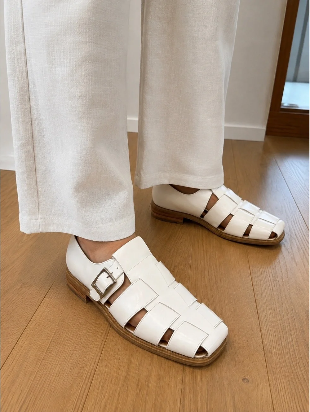 Vintage Giorgio Brutini Private Collection White Leather Fisherman Sandals 12M